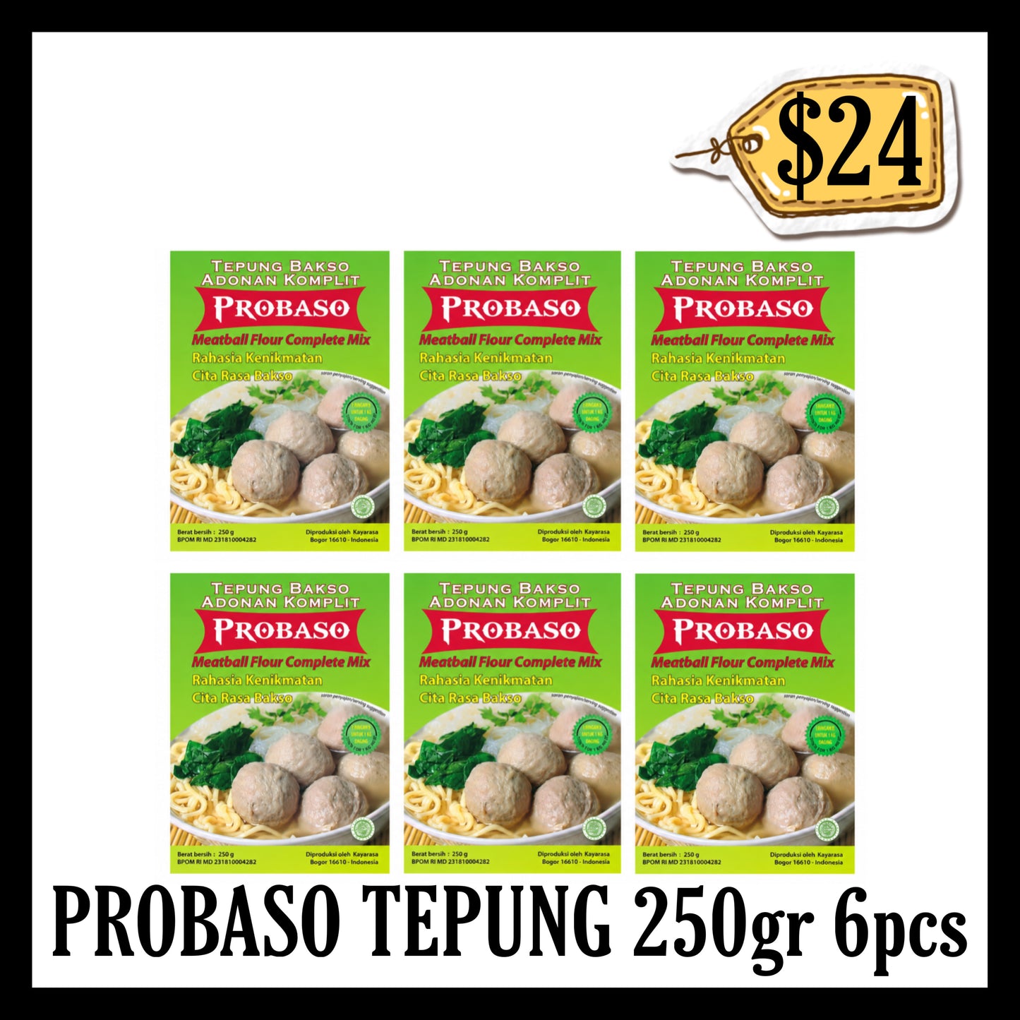 Probaso 250gr Tepung Bakso Original Hijau 6pcs (BBD 09 JAN 2027)