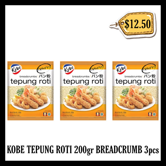 Kobe Tepung Roti 200gr Breadcrumbs 3pcs (BBD 20 AUG 2027)