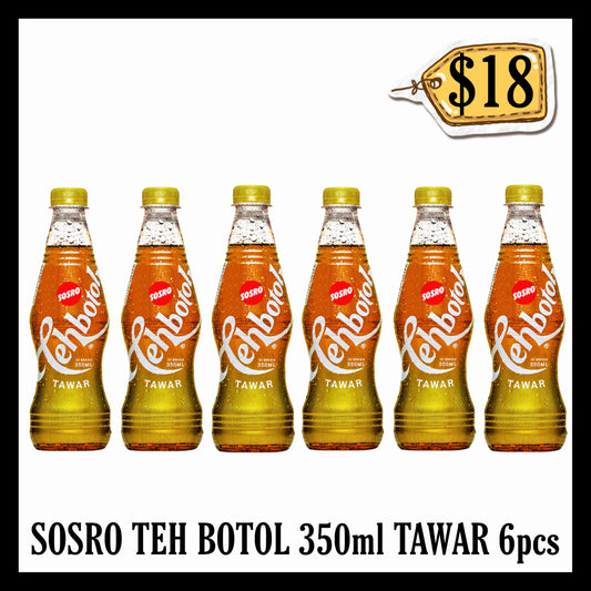 Sosro Teh Botol 350ml Tawar 6pcs (BBD 09 MAR 2027)