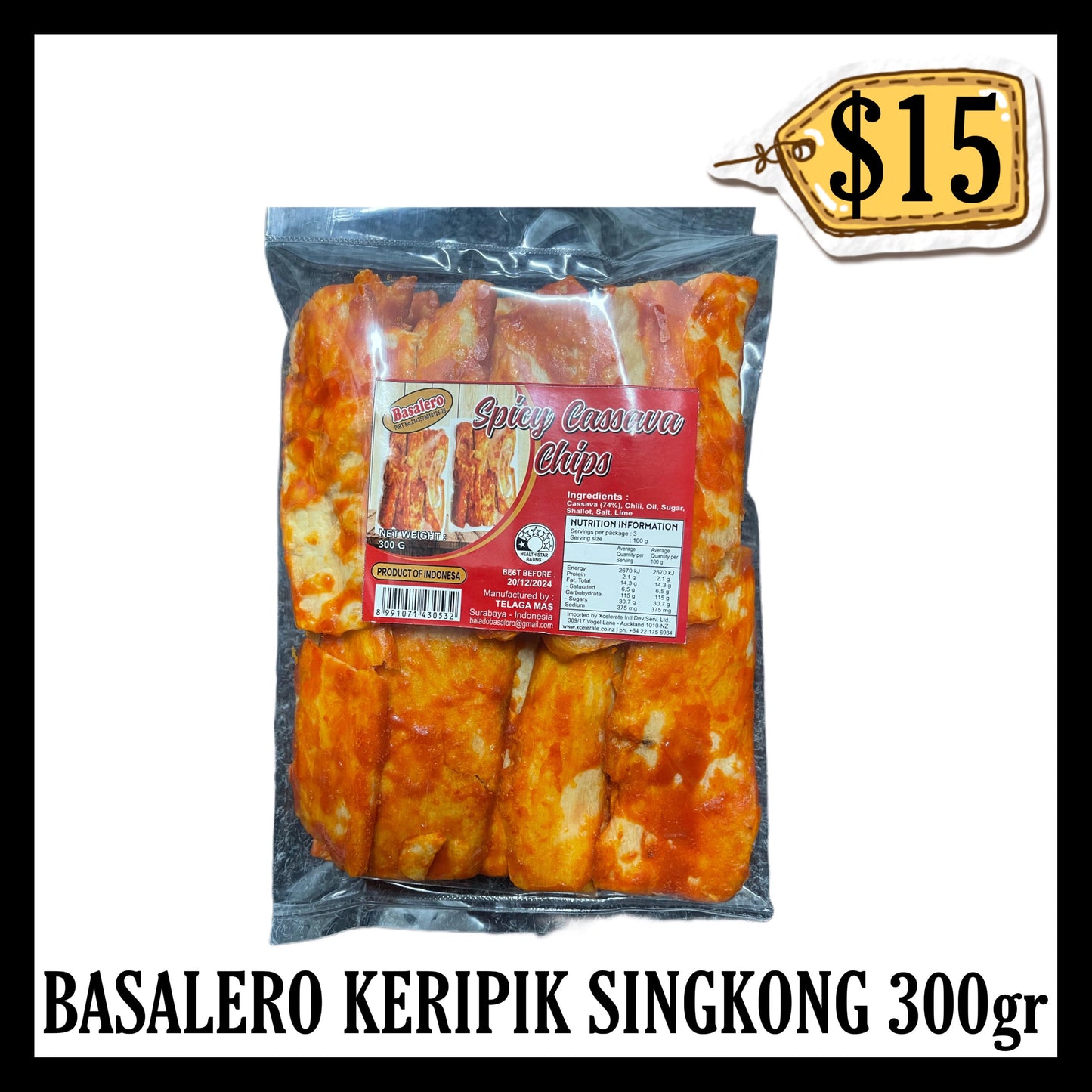 Basalero Keripik Singkong Balado 300gr (BBD 30 SEP 2026)