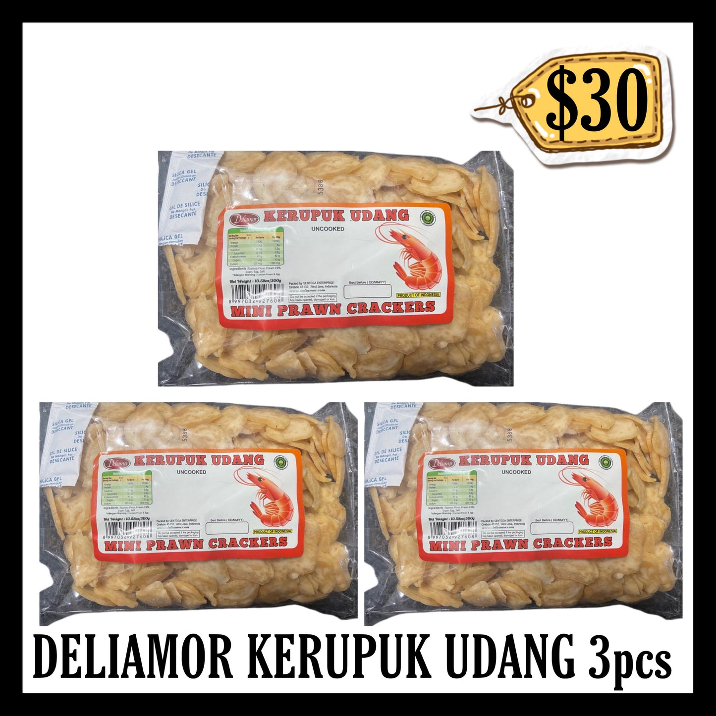 Deliamor Kerupuk Udang 300gr Mini 3pcs (BB 10 MAR 2027)