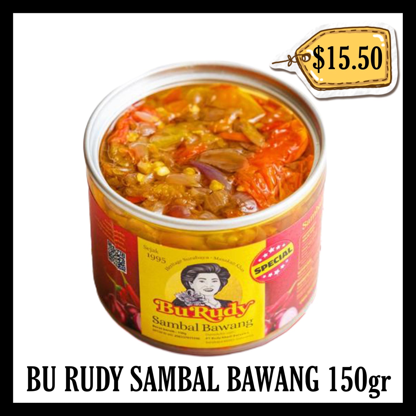 Bu Rudy Sambal Bawang Botol Tin 150gr (BBD 02 SEP 2026)