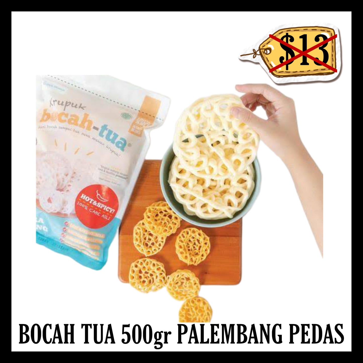 (SALE 20% OFF) Bocah Tua Krupuk 500gr Palembang Pedas (BBD 21 MAY 2026)
