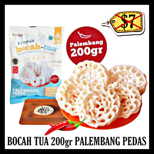 (SALE 20% OFF) Bocah Tua Krupuk 200gr Palembang Pedas (BBD 29 MAY 2026)