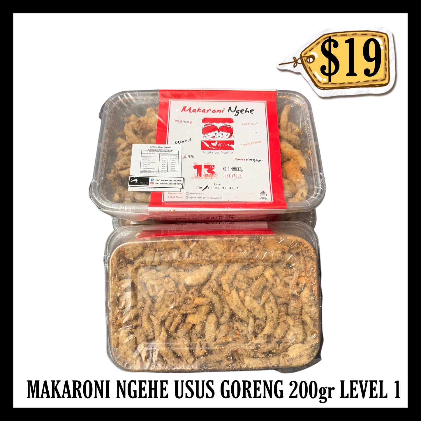 Makaroni Ngehe Usus Goreng 200gr Level 1 (BBD 05 AUG 2027)