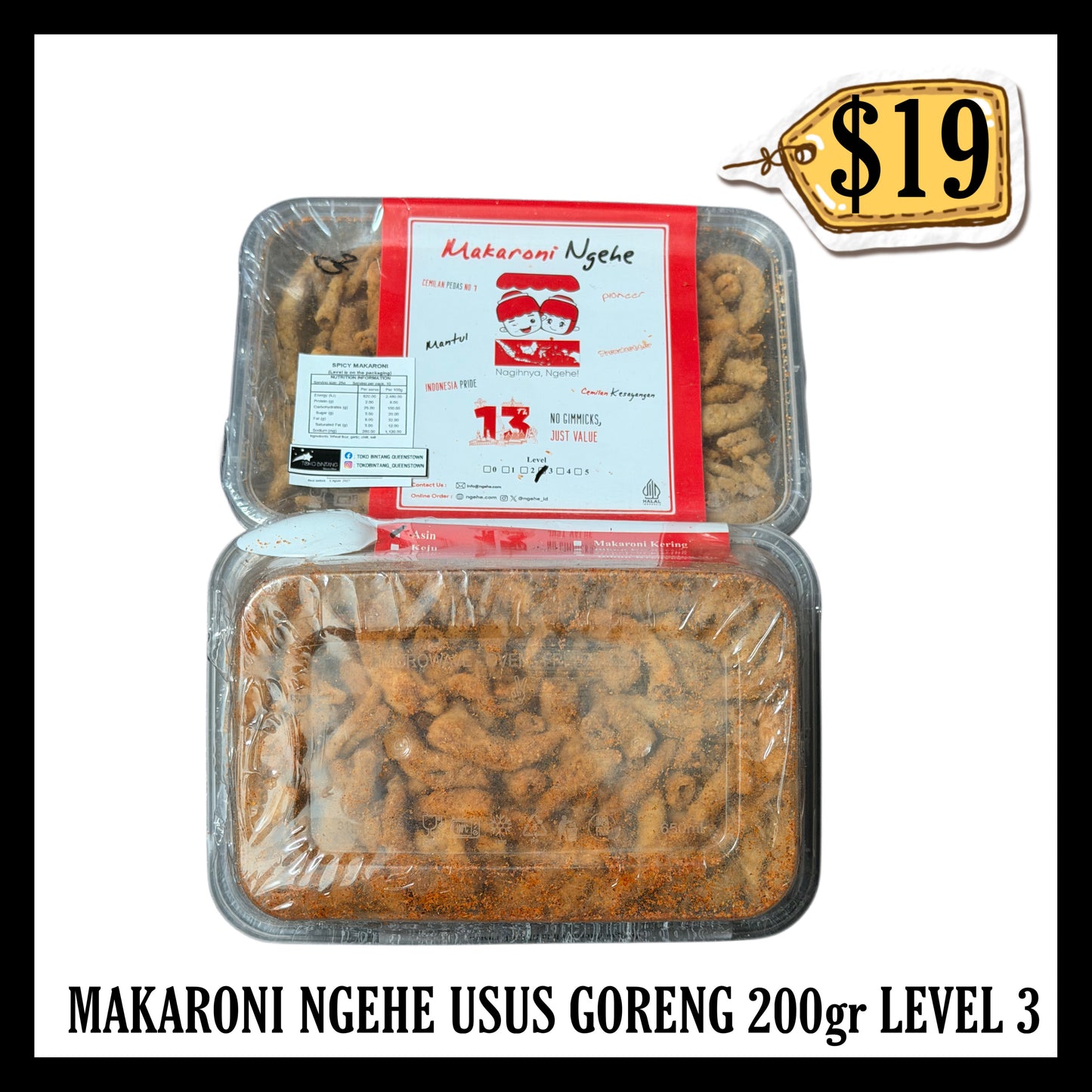 Makaroni Ngehe Usus Goreng 200gr Level 3 (BBD 05 AUG 2027)