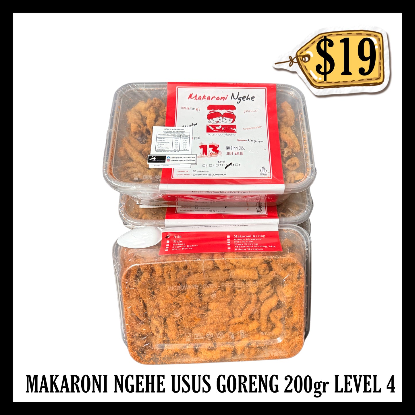 Makaroni Ngehe Usus Goreng 200gr Level 4 (BBD 05 AUG 2027)
