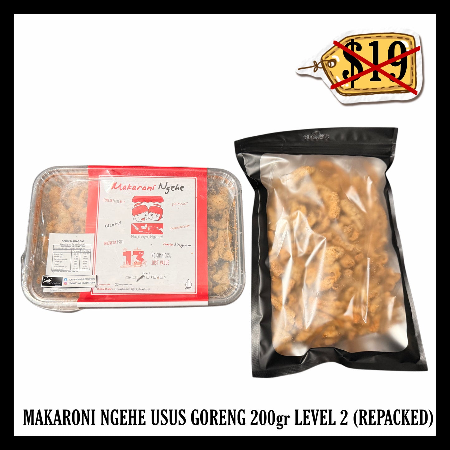 Makaroni Ngehe Usus Goreng 200gr Level 2 (BBD 05 AUG 2027) (Repacked)