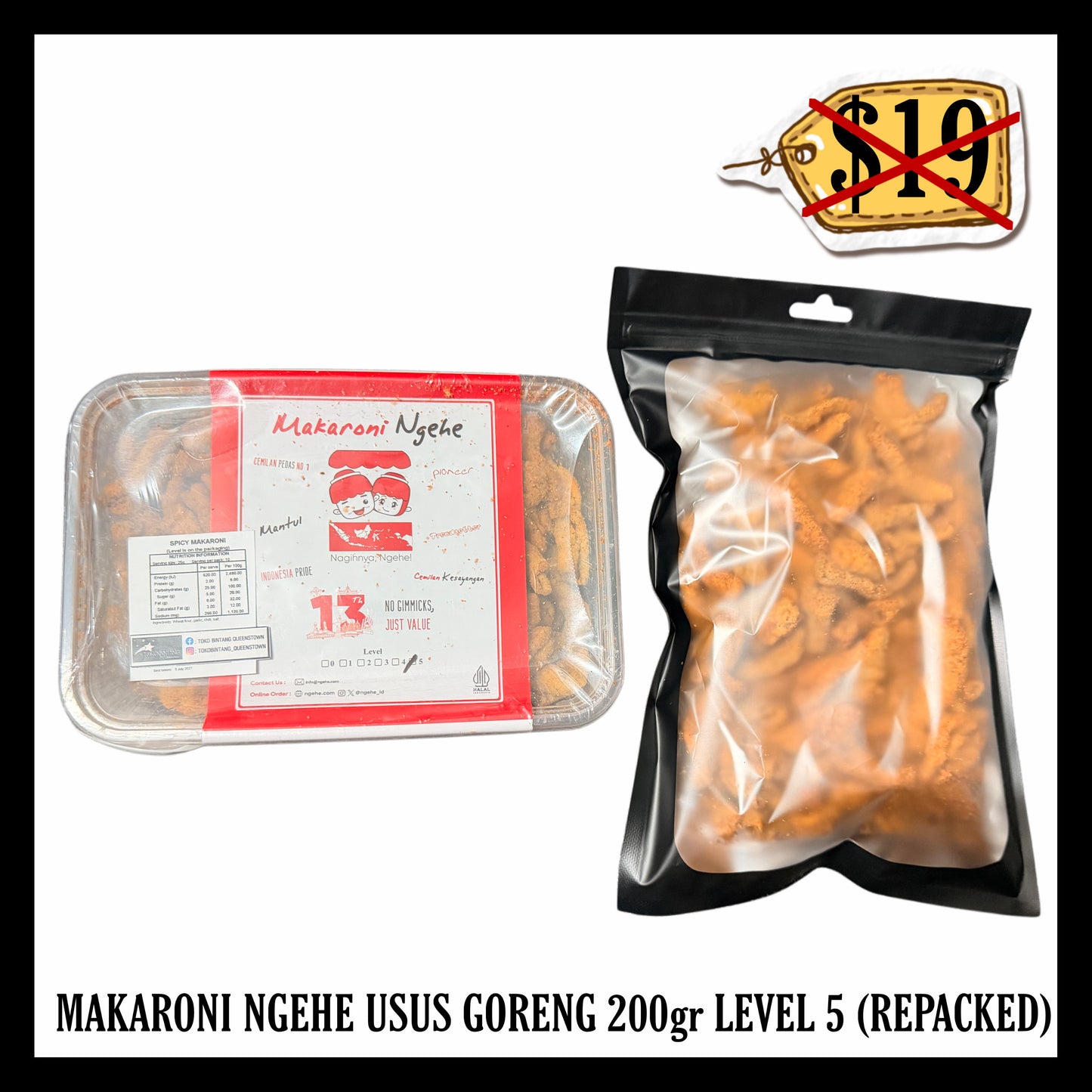 Makaroni Ngehe Usus Goreng 200gr Level 5 (BBD 05 AUG 2027) (Repacked)