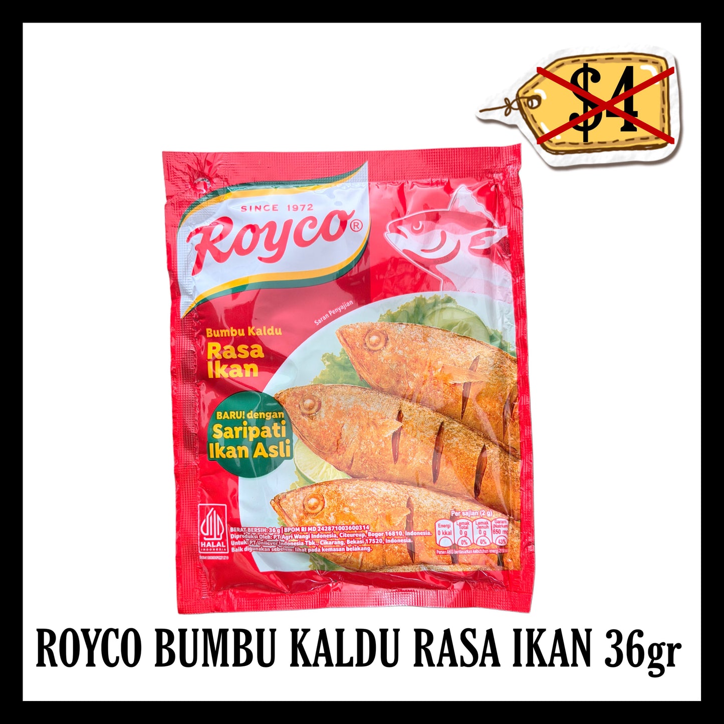 (SALE 20% OFF) Royco Bumbu Kaldu Rasa Ikan 36gr (BBD 10 OCT 2026)