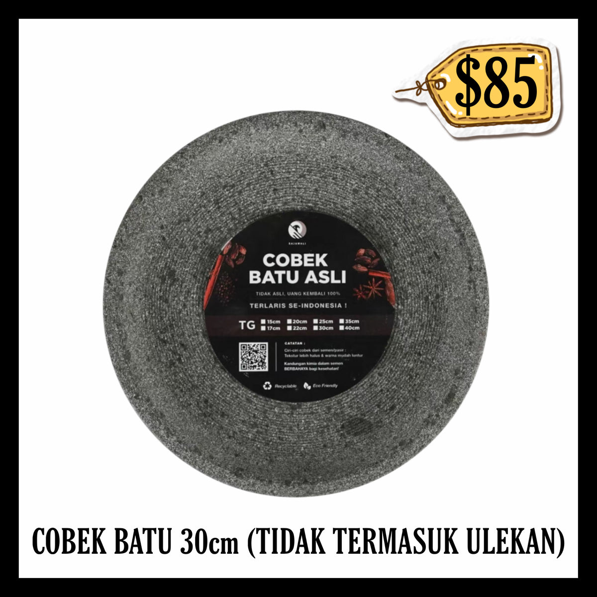 Cobek Batu Premium 30cm (Tidak Termasuk Ulekan)